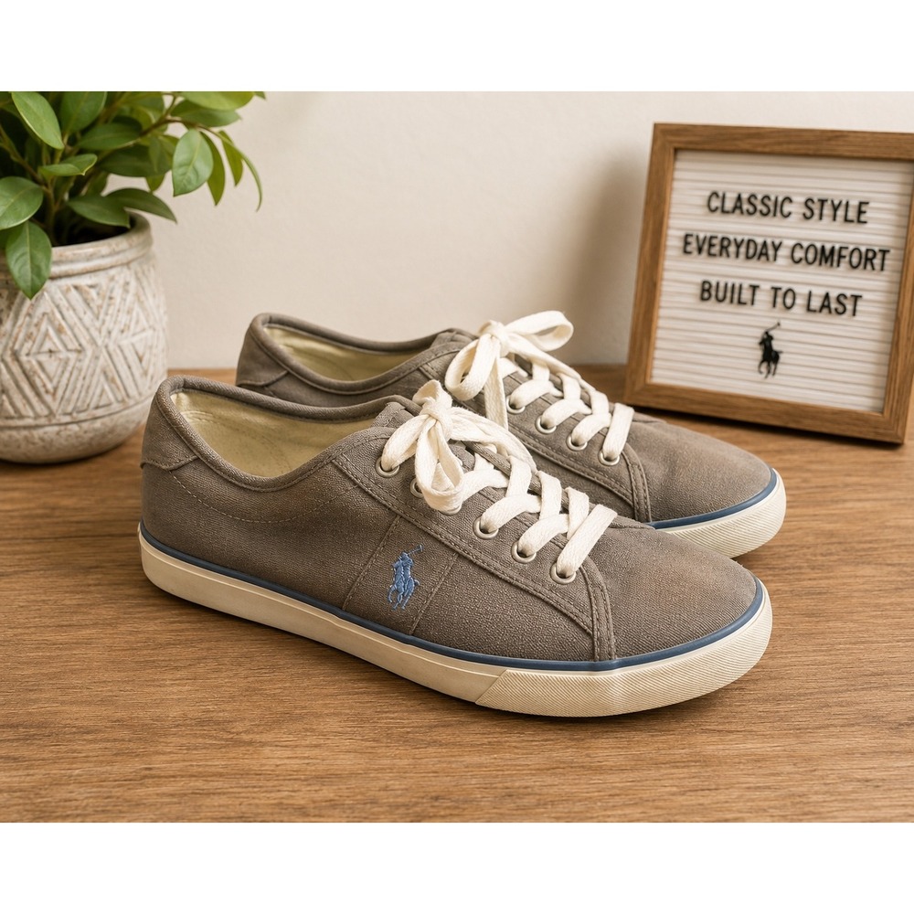 Polo Ralph Lauren Clifton Mens 11D Brown Canvas Low Top Sneakers 00001629 B13